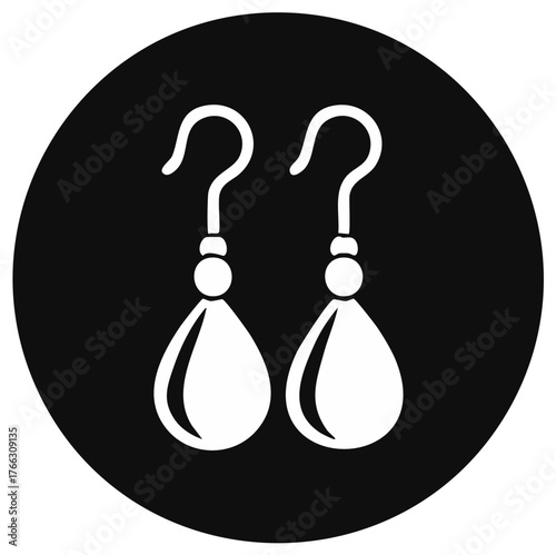 Icon of Dangle Earrings on a Black Circle for Jewelry or Fashion Web Content