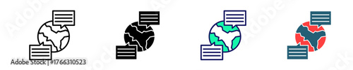 Global Communication  Icon Set Multiple Style Collection