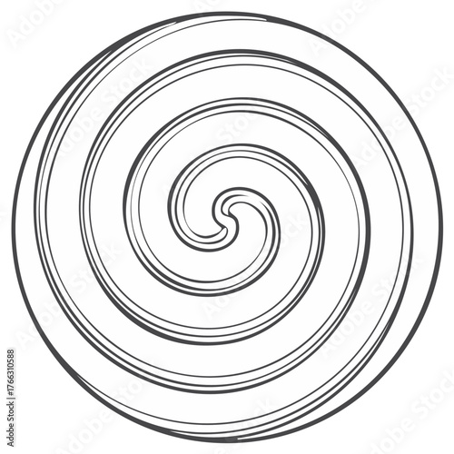 Sketched spiral vortex graphic with swirling lines creating a hypnotic optical illusion element