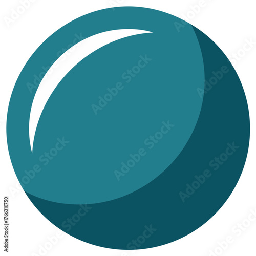 Geometric sphere with a highlight and shading in teal and blue