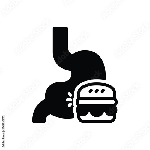 Black solid icon for digestive disturbances