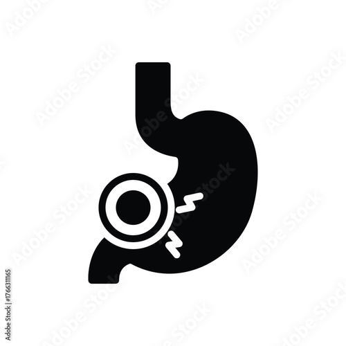 Black solid icon for gastric agony