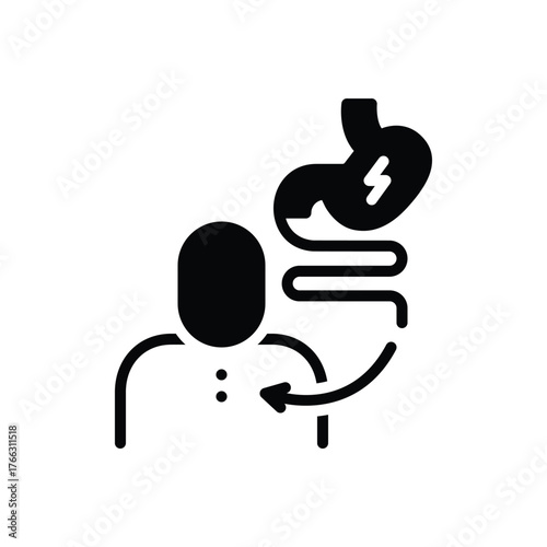 Black solid icon for gastrointestinal discomfort