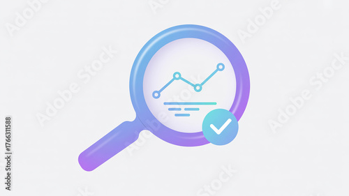 Magnifying glass with graph and checkmark chart data