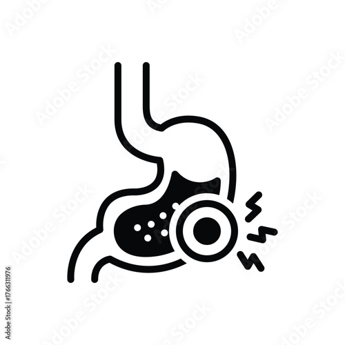Black solid icon for stomach pain