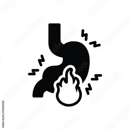 Black solid icon for upset digestion
