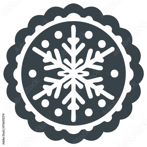 Festive holiday snowflake design, ornate Christmas cookie graphic illustration, celebration