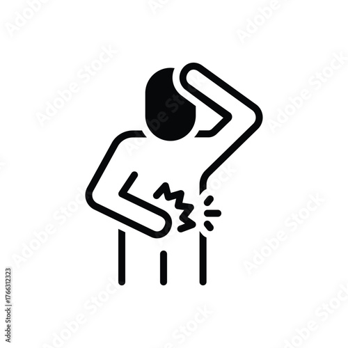 Black solid icon for abdominal discomfort