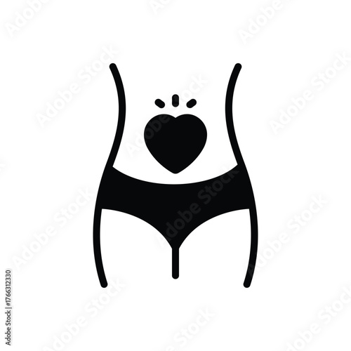 Black solid icon for abdominal tenderness