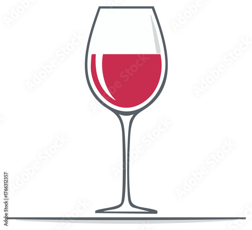 Glass of red wine vector icon. Minimalist flat design illustration for bar or restaurant menu.