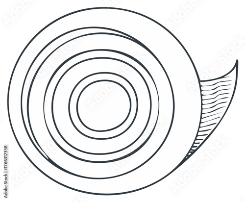 Simple Snail Outline Vector Illustration. A stylized mollusk in black and white.