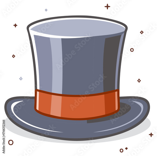 Chic Top Hat with Orange Band, Classic Formal Headwear, Cartoon Fashion Accessory