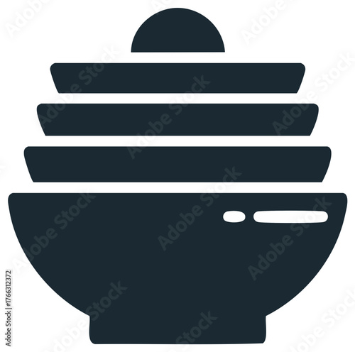 Stacked bowls and plates icon. Kitchen dishware symbol for food and dining.