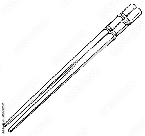 Elegant Black and White Chopsticks Vector Art: Traditional Asian Dining Utensils