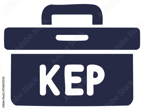 Dark Blue Toolbox with the Word KEP in White Letters Boldly Displayed Design Element