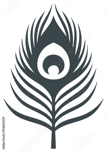 Graceful stylized peacock feather illustration with a beautiful eye pattern and minimalist design