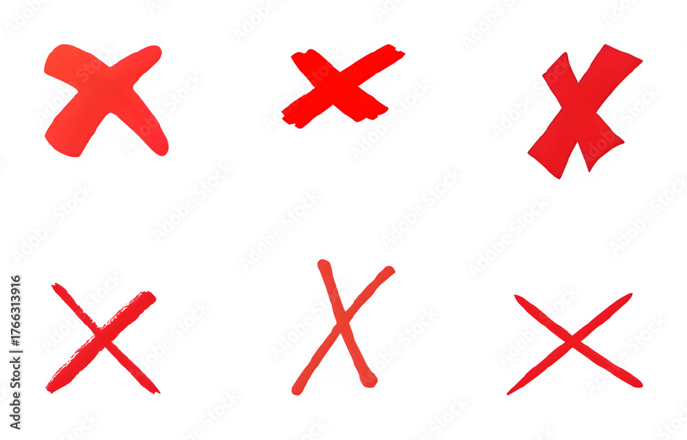 Fototapeta premium Red no sign, x sign icon set