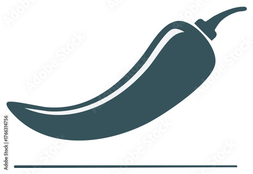 Vector icon of a hot chili pepper. Simple flat design symbol for spicy food and seasoning.