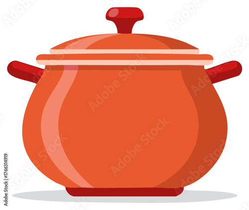 Enameled Dutch Oven Pot with Lid and Handles Kitchen Cookware Illustration