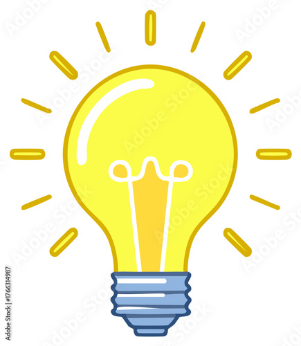Shining Lightbulb Cartoon Illustration Idea Concept Creativity Innovation Lamps Symbol