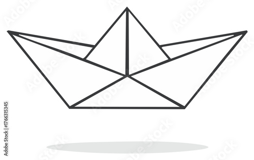 Minimalist Paper Boat Icon Simple Nautical Design Watercraft Model Origami Vessel