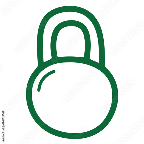Green outline doodle illustration of a kettlebell symbolizing fitness and strength training.