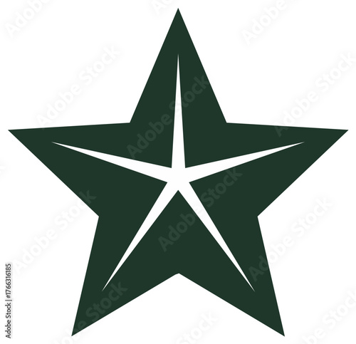 Modern geometric dark green star emblem with sharp angles and white negative space