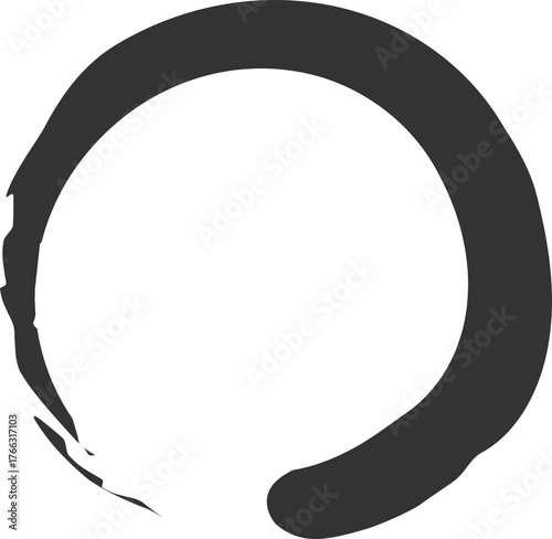 원형-원 프레임-브러쉬-붓터치-수묵화-먹물