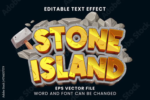 Stone island game editable vector text effect