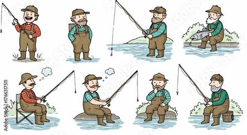 Fishermen enjoying a day of fishing by the river