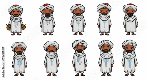 African men in traditional clothing with transparent background