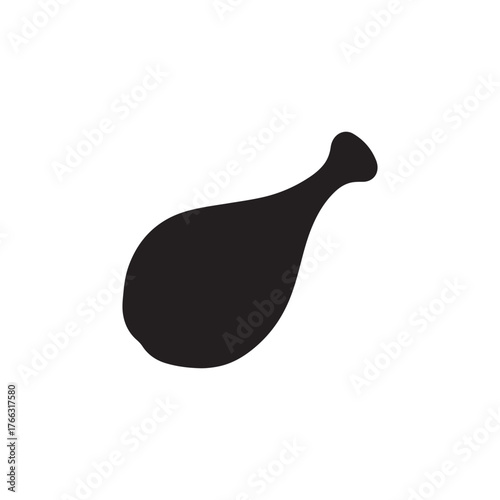 abstract black silhouette of a chicken drumstick or turkey leg vector icon.