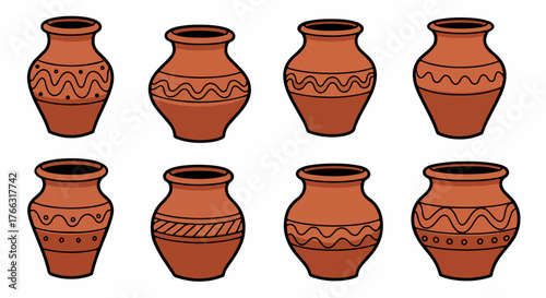 Terracotta pots with decorative patterns