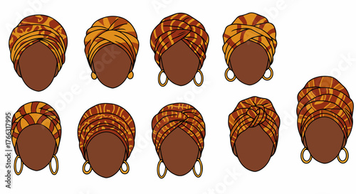 Woman headwear styles with transparent background