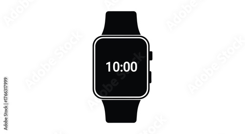 Modern digital smartwatch displaying the time 10 00 in a clean black silhouette