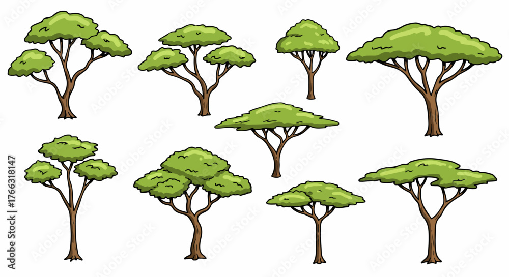 Fototapeta premium Green trees collection with transparent background