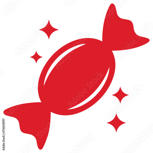 Red Wrapped Candy Silhouette with Sparkles festive treat holiday celebration sweets confection vector illustration