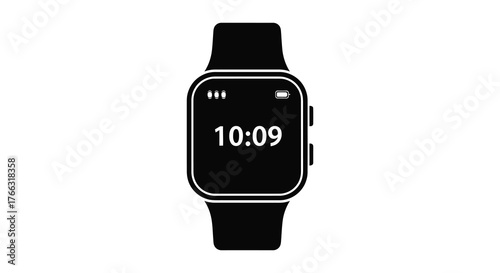 Modern digital smartwatch displaying the time 1009 in a clean black silhouette against a white background