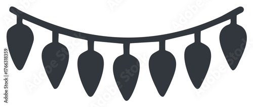 Decorative string lights illustration, holiday and festive symbols.