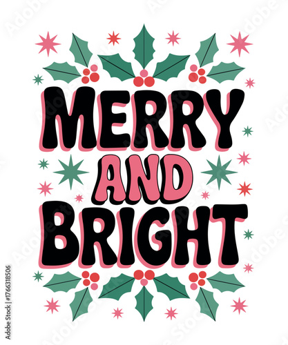 Merry and Bright Christmas SVG