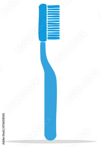 Blue toothbrush with bristles for dental care hygiene and oral health