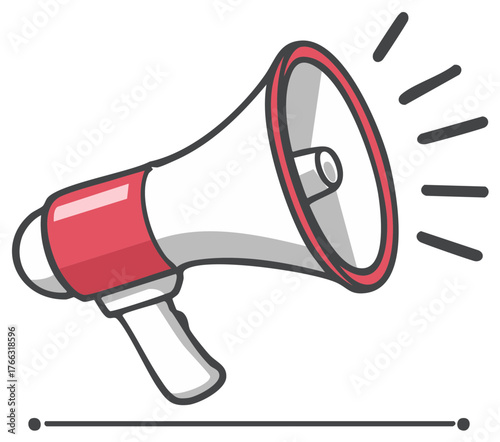 Stylized megaphone icon, communication and announcing illustration