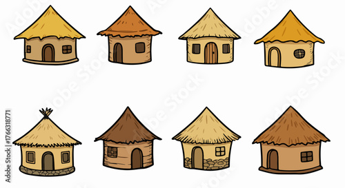 Traditional huts with thatched roofs