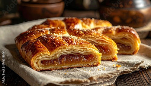 Golden Brown Steamed Sweet Modak Indian Festival Pastries Dusted With Coconut Flakes Served on Banana Leaves