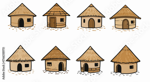Traditional huts with thatched roofs