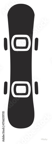 Top down view of a snowboard with bindings vector graphic icon for winter sport