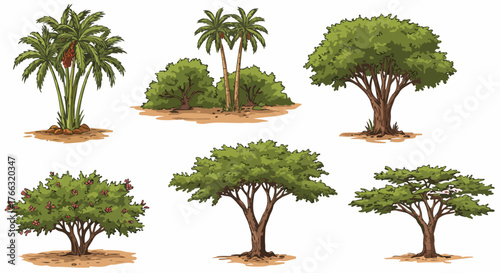 Tropical trees and shrubs collection for landscape design