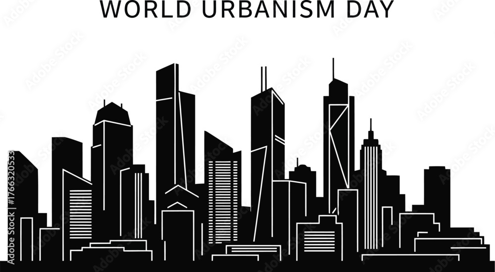 Fototapeta premium Silhouette of a modern city skyline for World Urbanism Day