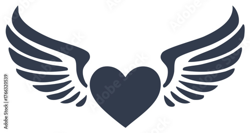 Simple winged heart icon symbolizing love and freedom