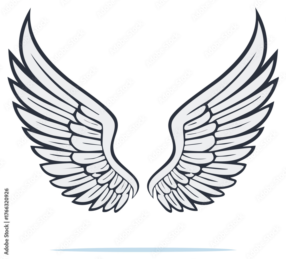 Obraz premium Vector illustration of angel or bird wings on a light background